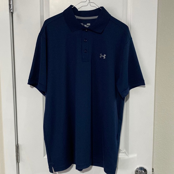 NWT - Mens Under Armour Heatgear Golf Polo - Navy - Loose Fit - Picture 1 of 11